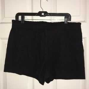 J. Crew Ruffle Waisted Cotton Black Shorts